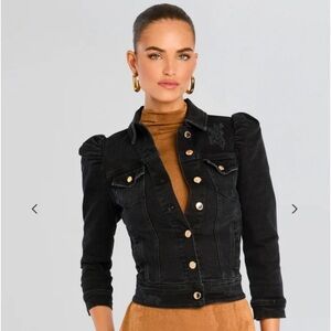 Retrofete Ada Denim Puff Sleeve Distressed Jacket-Size Large-New without tags